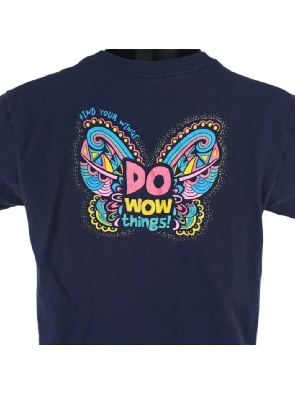 Find Your Wings T Shirt Youth Size Large Blue Girl Scouts Do Wow Things